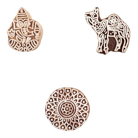 Set of 3 Piece New Mix Wooden Printing Block